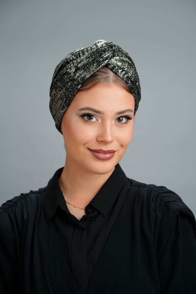 טורבן ערב שחור וזהב