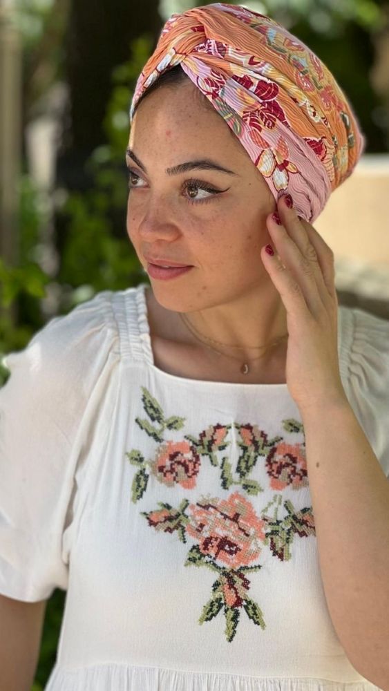 טורבן עם הדפס פרחוני