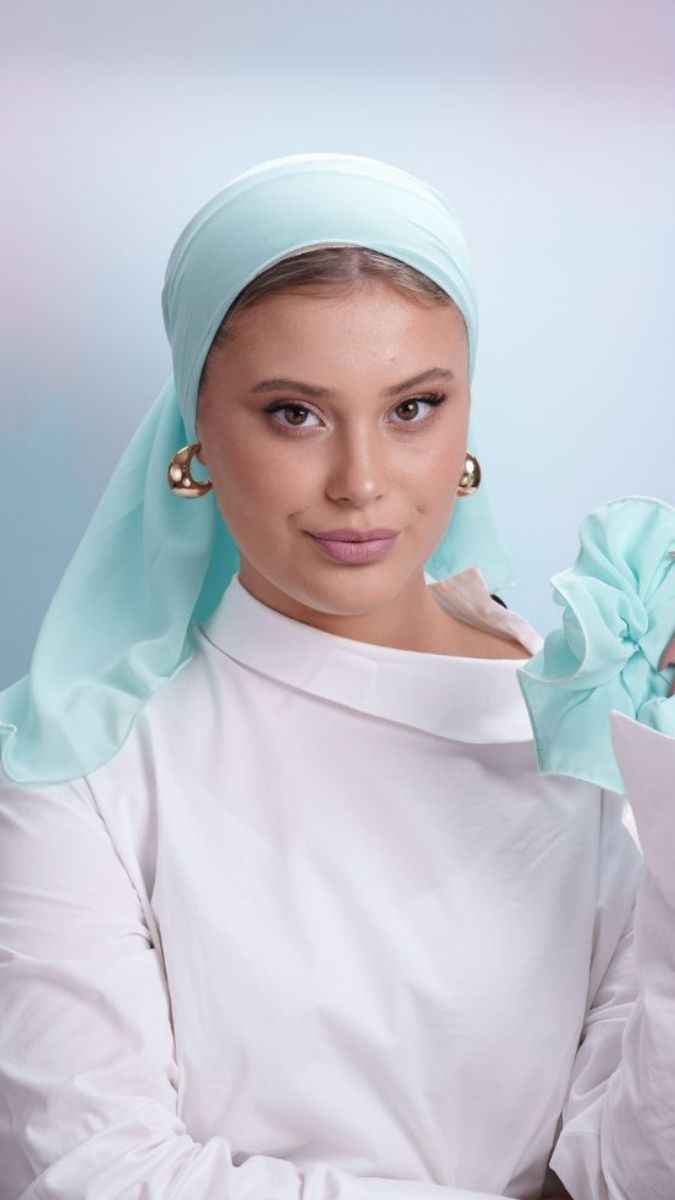 מטפחת חלק שיפון ירוק מנטה