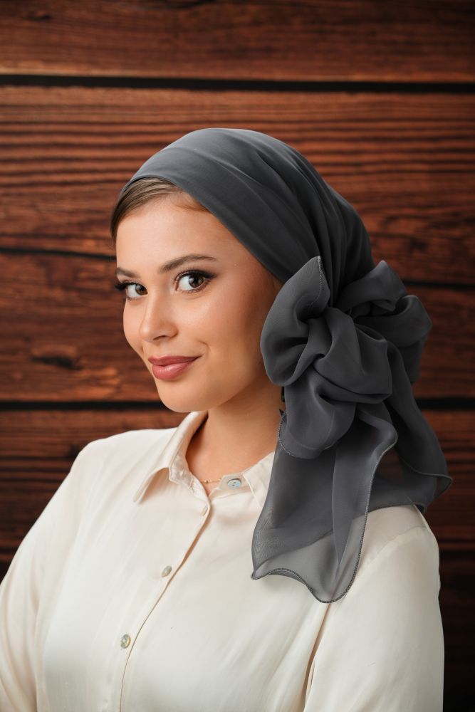 מטפחת חלק שיפון אפור