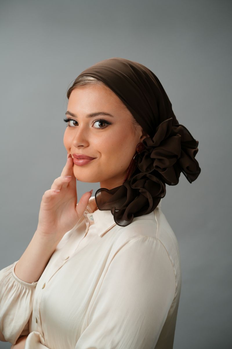 מטפחת חלק שיפון חום