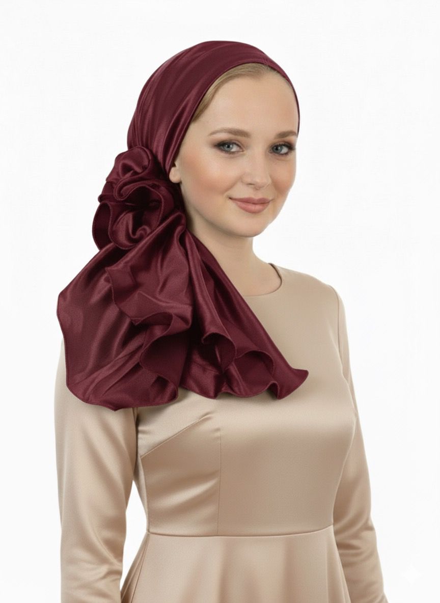 מטפחת ערב סאטן בבורדו