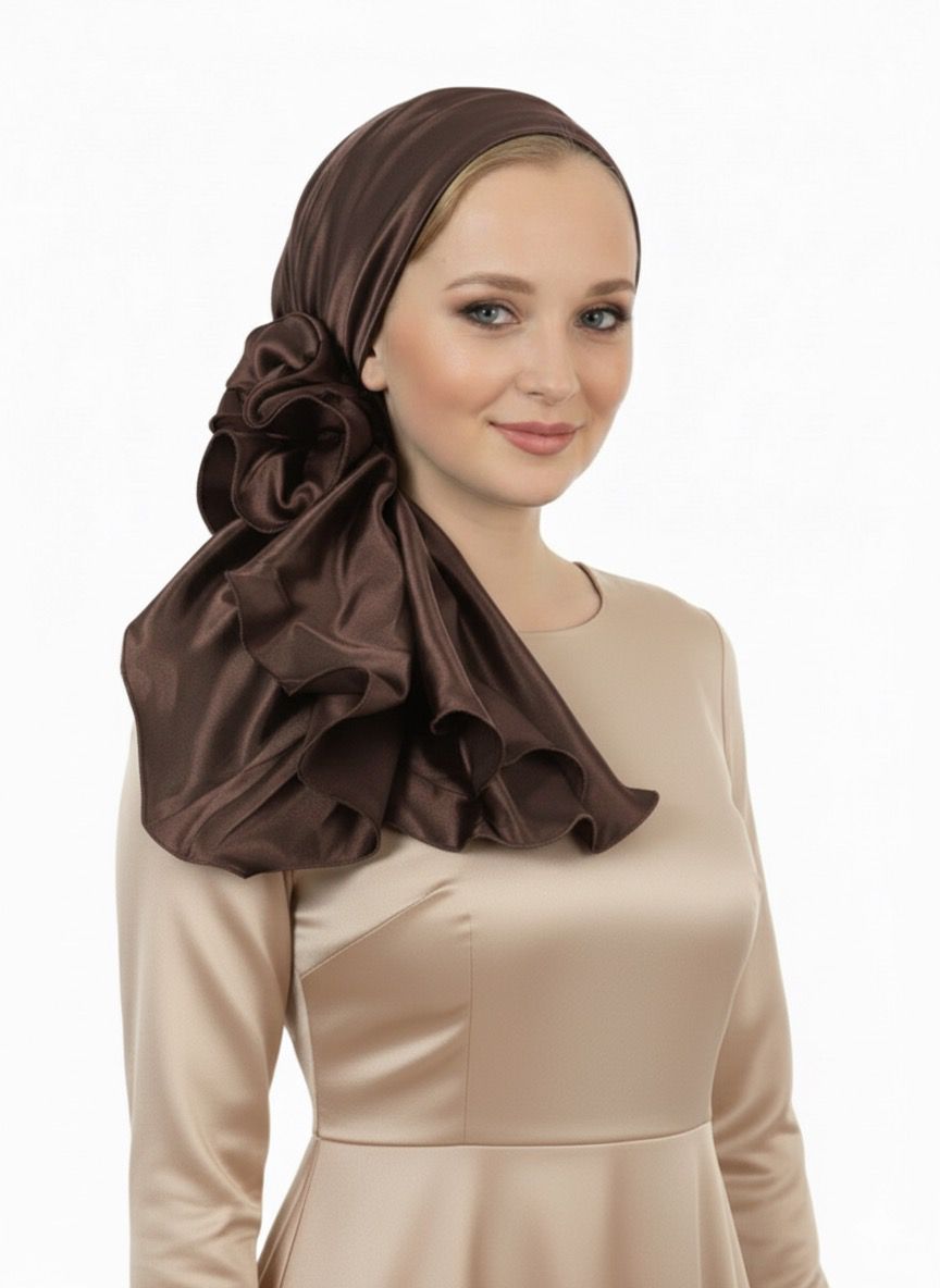 מטפחת ערב סאטן בחום