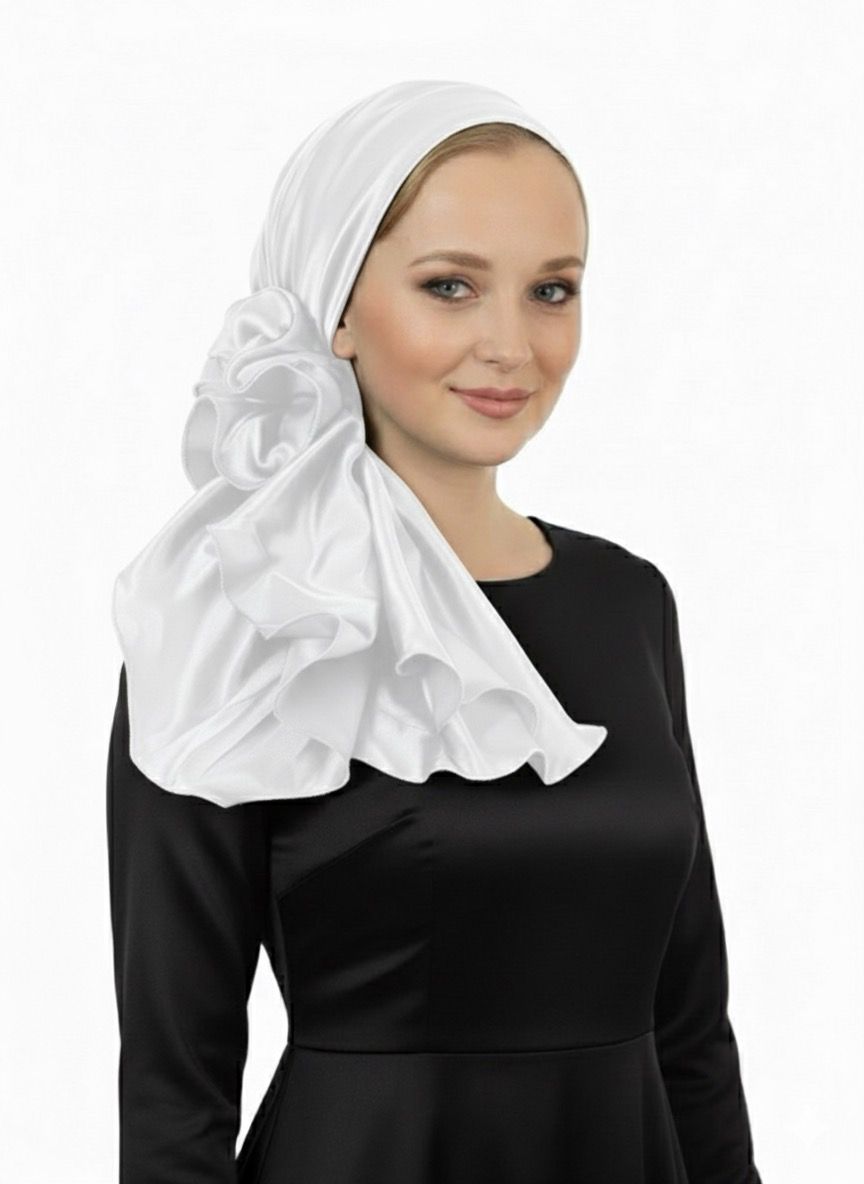 מטפחת ערב סאטן בלבן