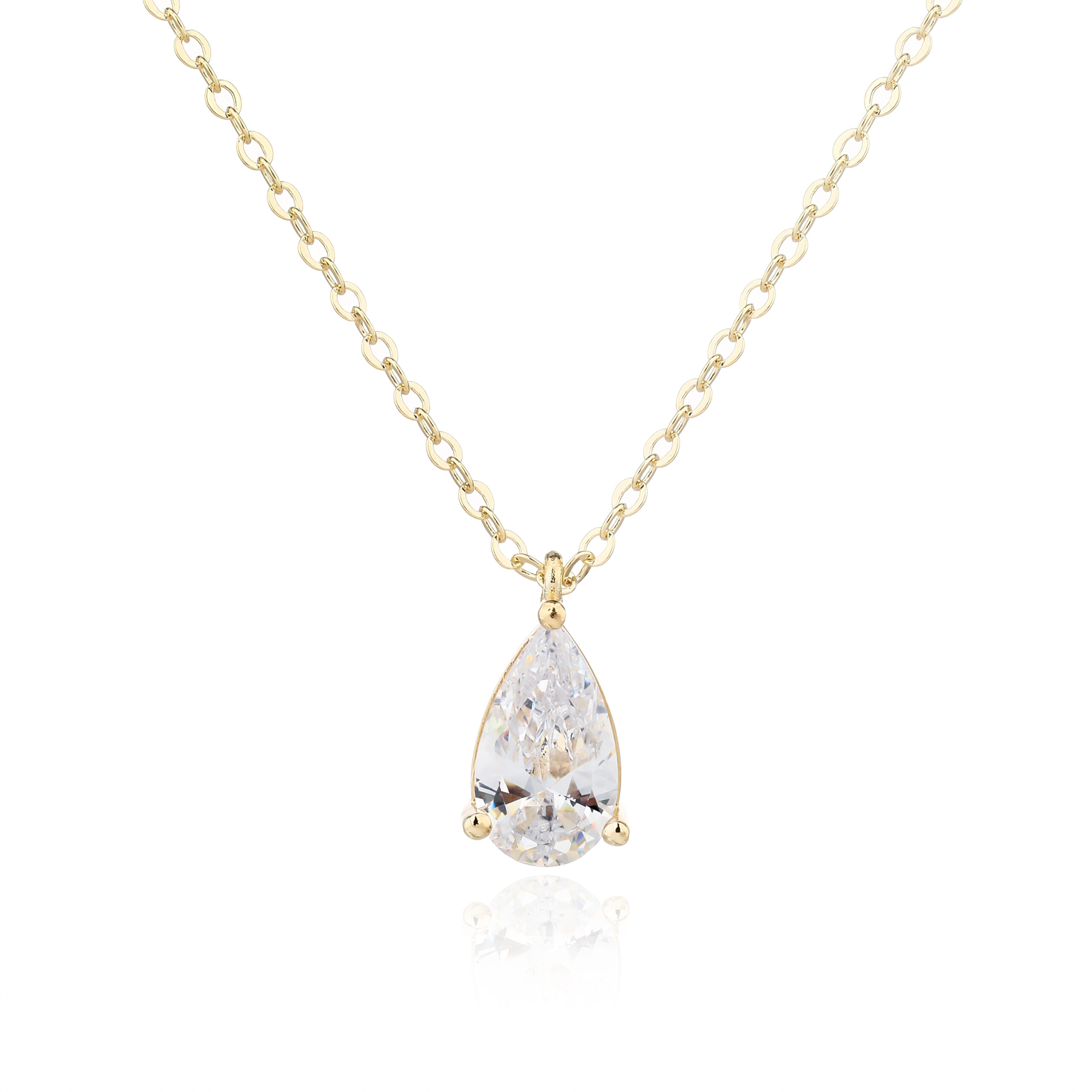 שרשרת בציפוי זהב 14K משובצת באבני זרקון בצורה טיפה ZSI737-3