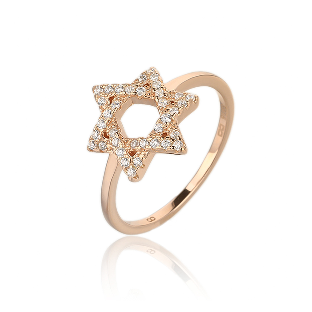 טבעת משובצת מגן דוד רוז גולד ZSI481-2