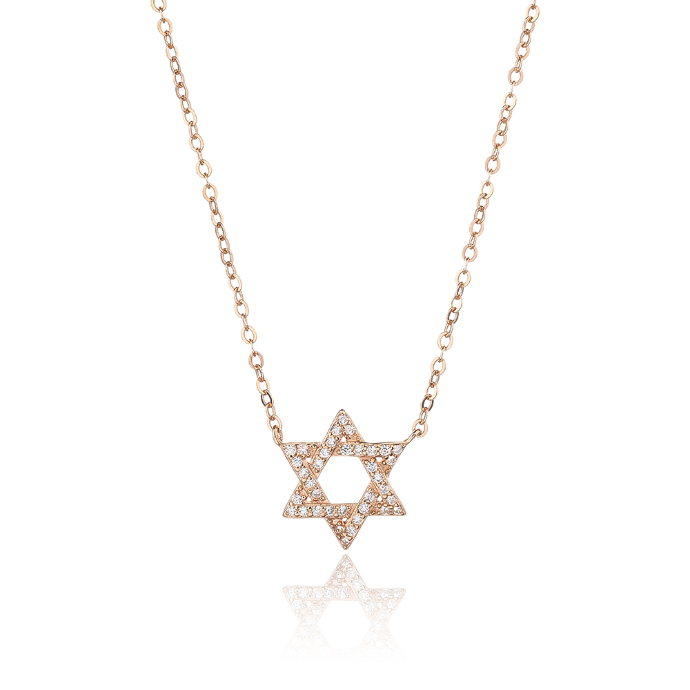 שרשרת מגן דוד משובצת רוז גולד ZSI473-2