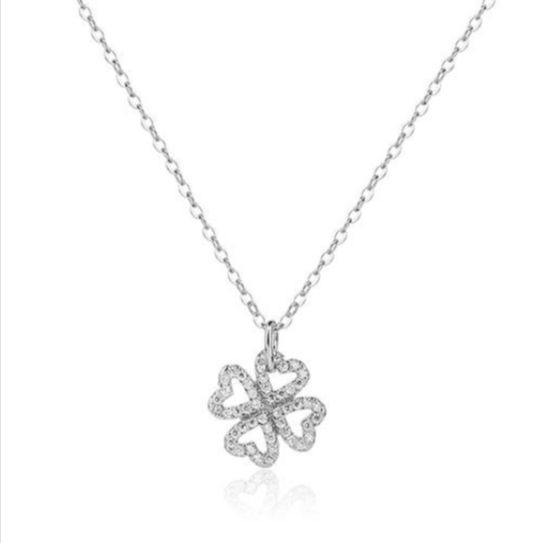 שרשרת כסף 925 משובצת באבני זרקון בצורת קלובר ZSI205-1