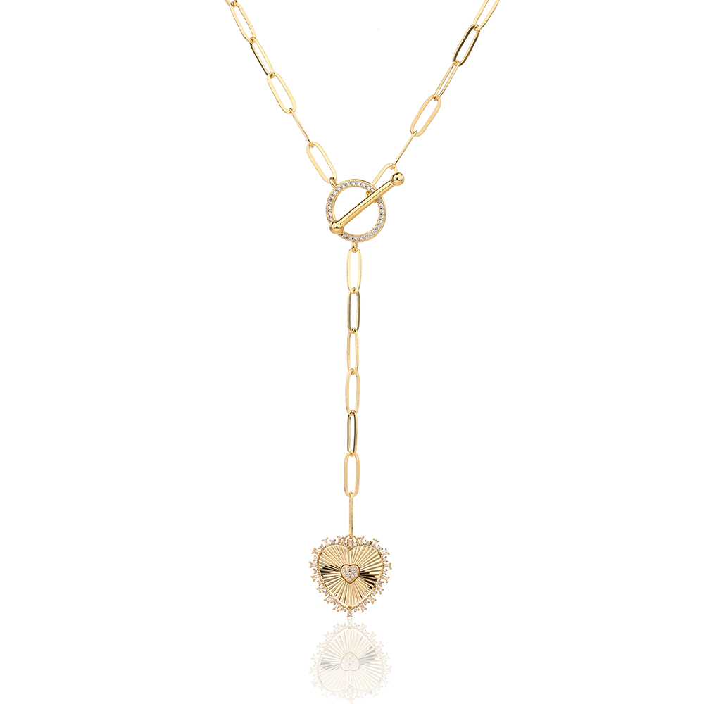 שרשרת חוליות בציפוי זהב 14Kמשובצת באבני זרקון ZSI764-3