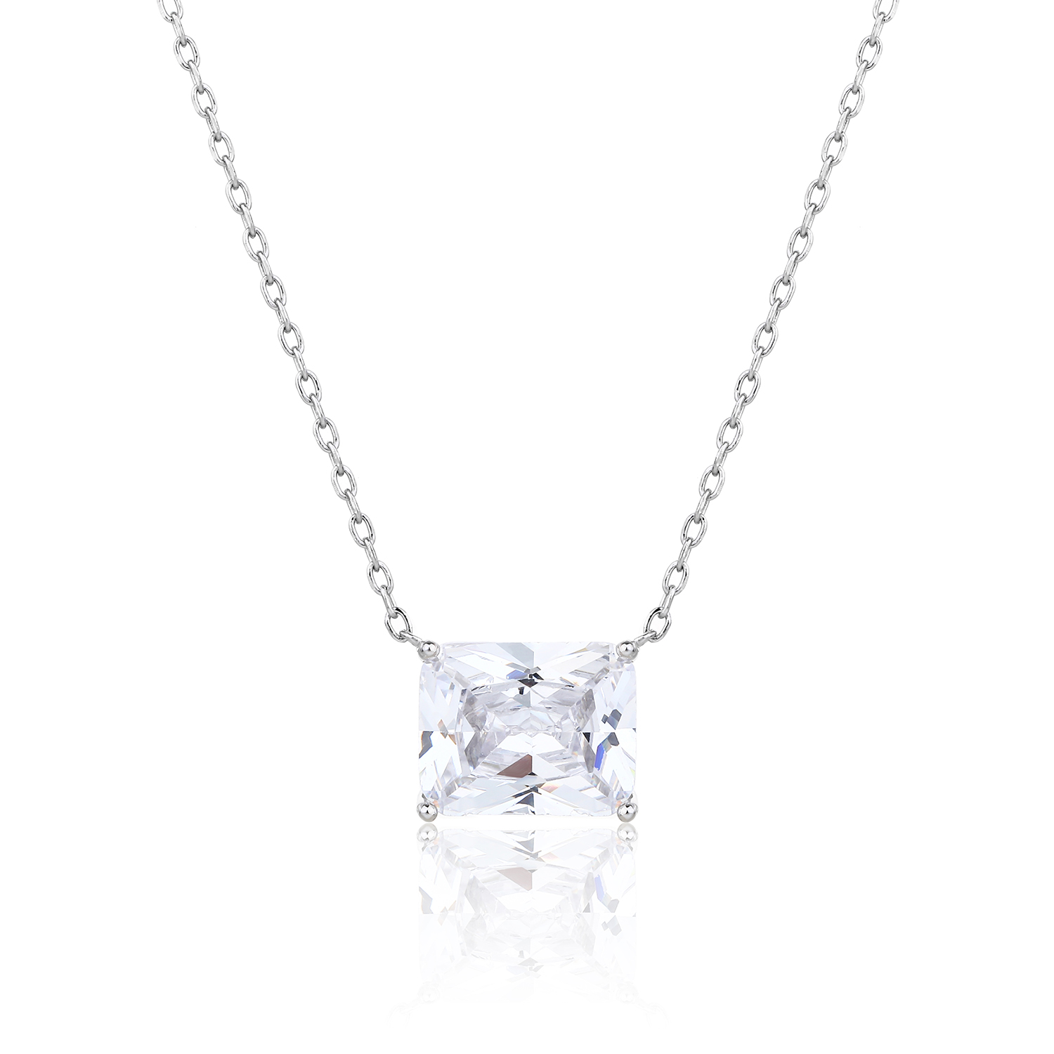 שרשרת עשויה כסף אמיתי 925 משובצת באבן זרקון מרובע ZSI836-1