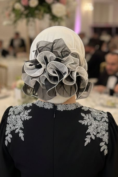 סט סינדרלה + גומיה מעוצבת לקוקס לבן ושחור