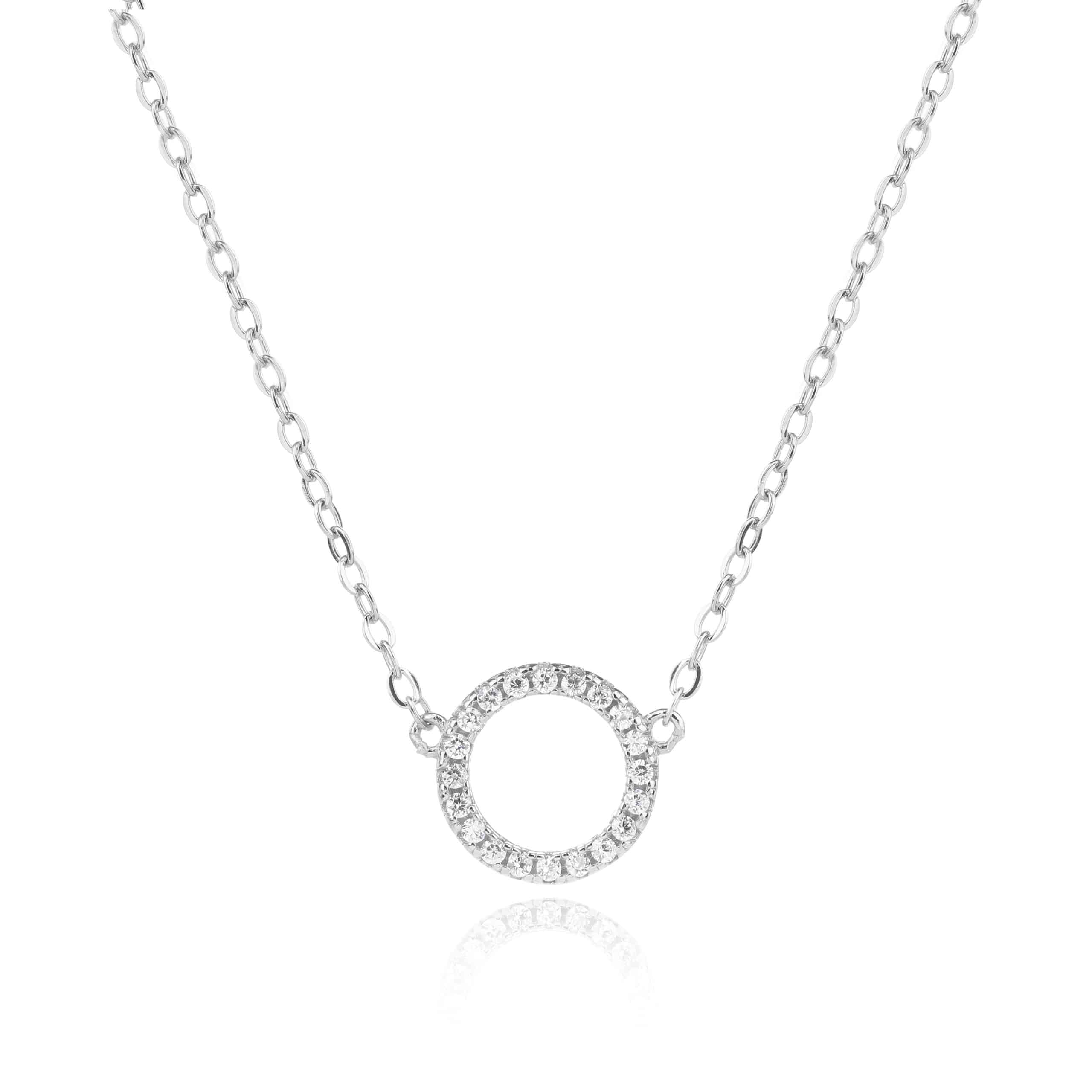 שרשרת משובצת כסף טהור עיגול