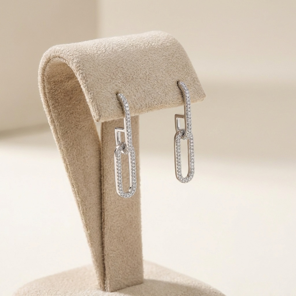 עגילים נופלים כסף אמיתי 925 משובצים אבני זרקון