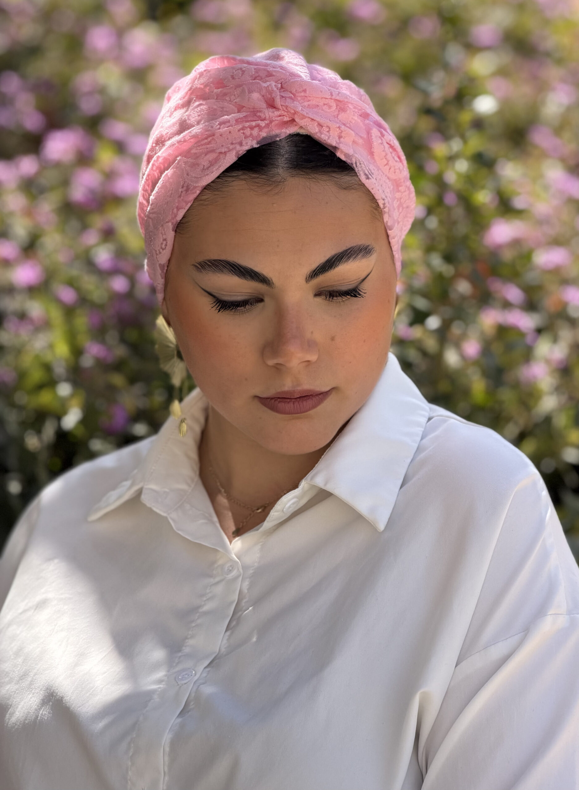 טורבן תחרה ורוד