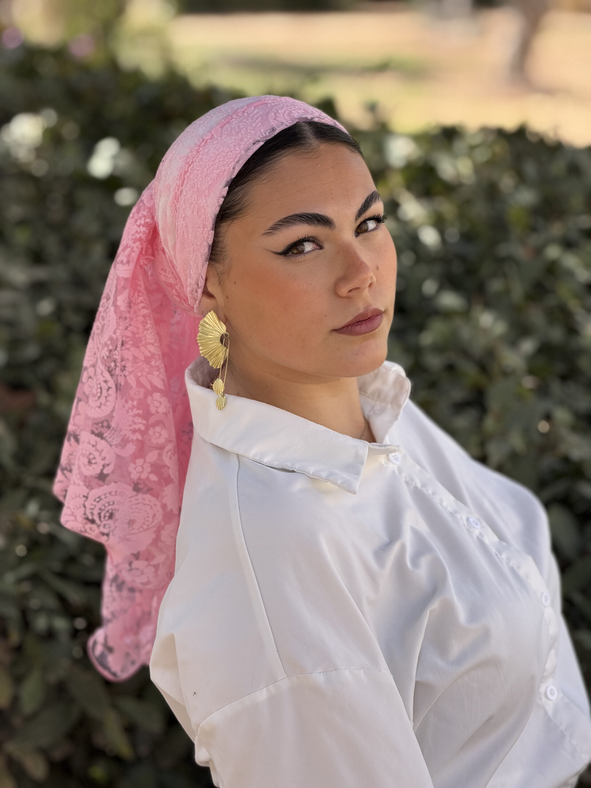 מטפחת תחרה לונג ורודה