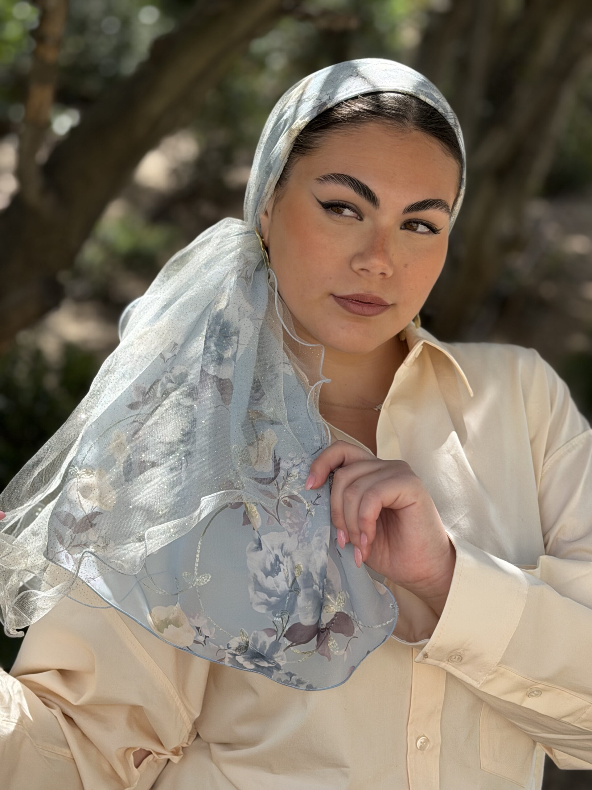 מטפחת יומי יוקרתי מקושקשת ירוקה וסגולה