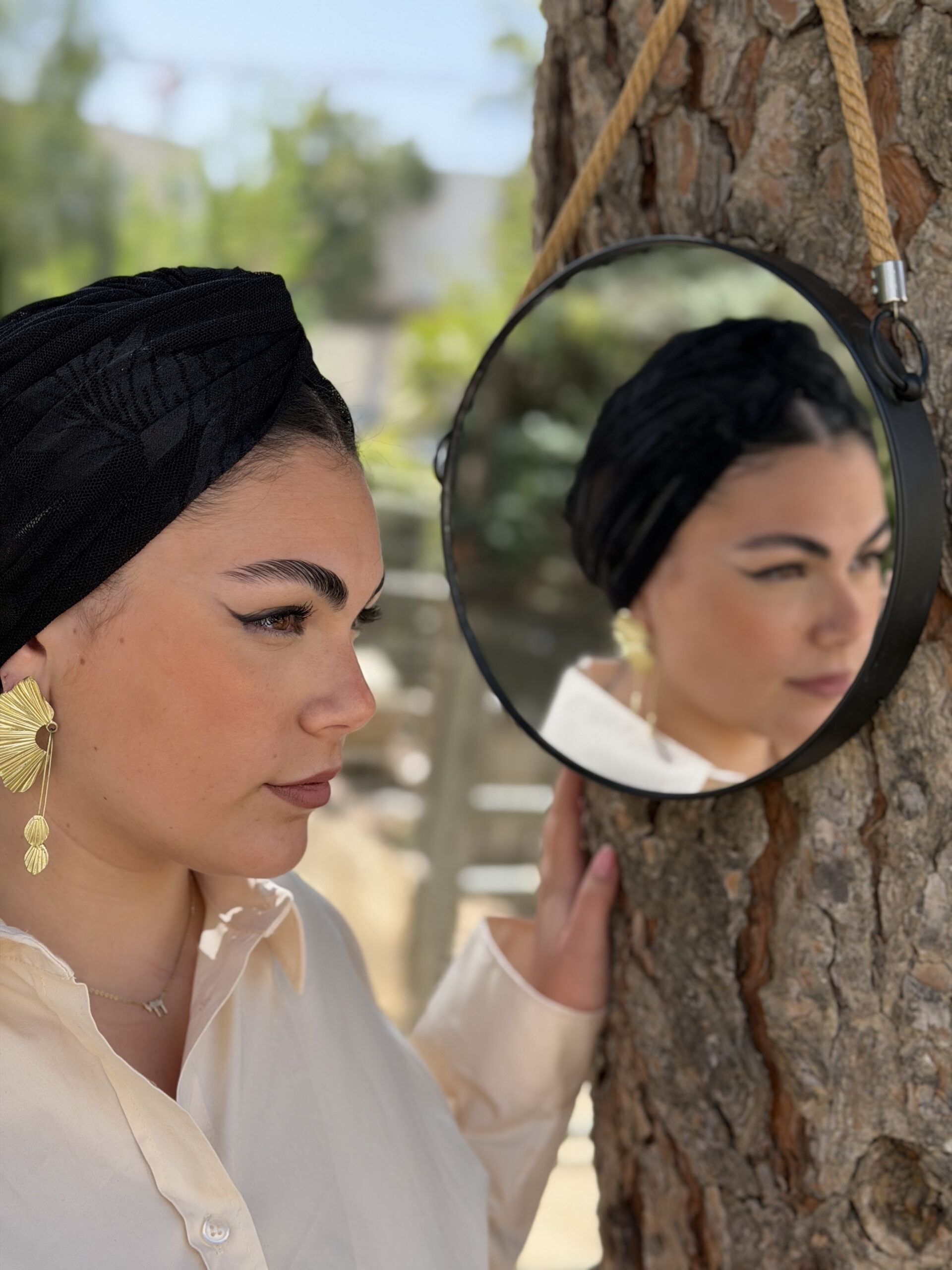 טורבן שיפון לייקרה שחור מבריק