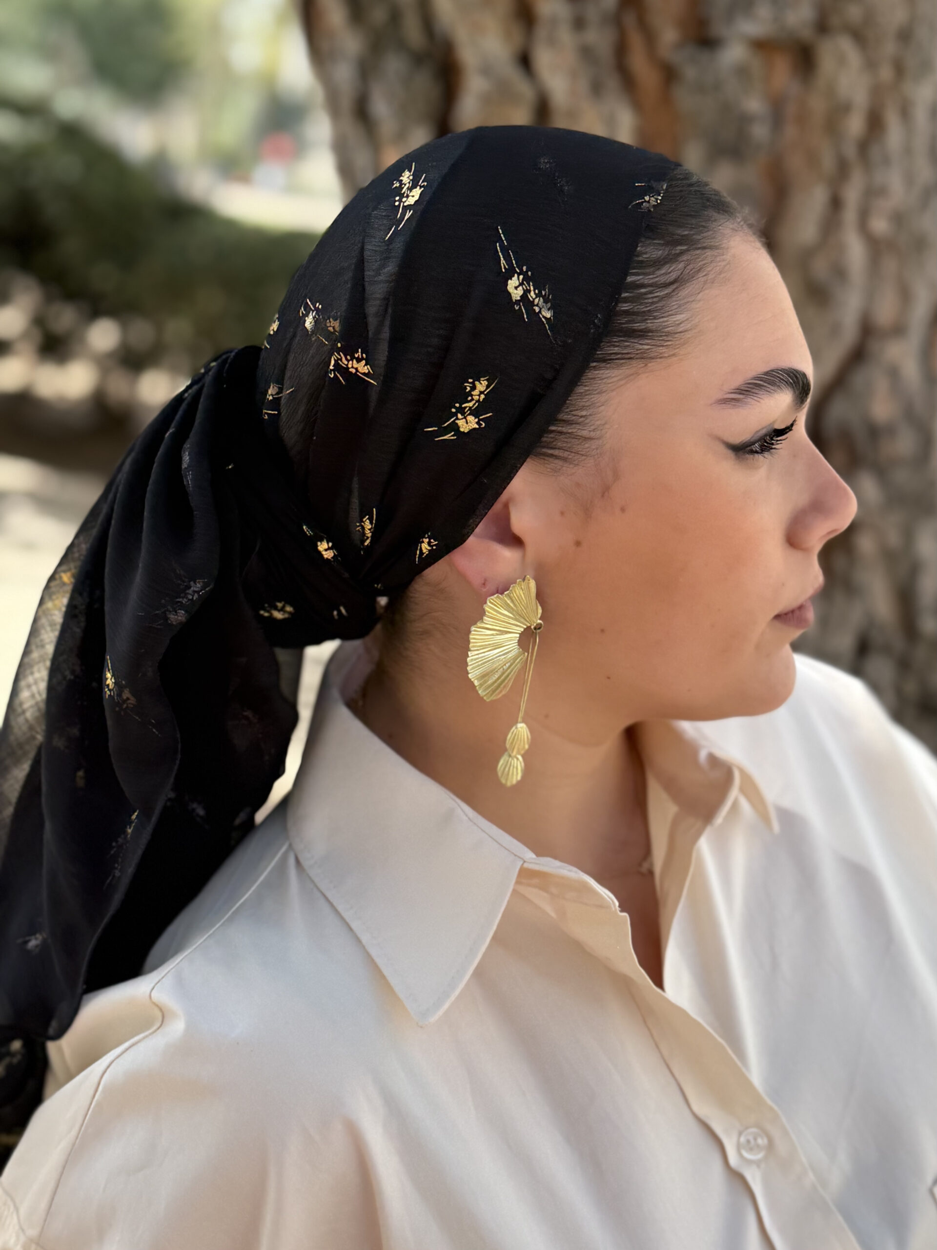 מטפחת ערב מנומרת שחורה וזהב