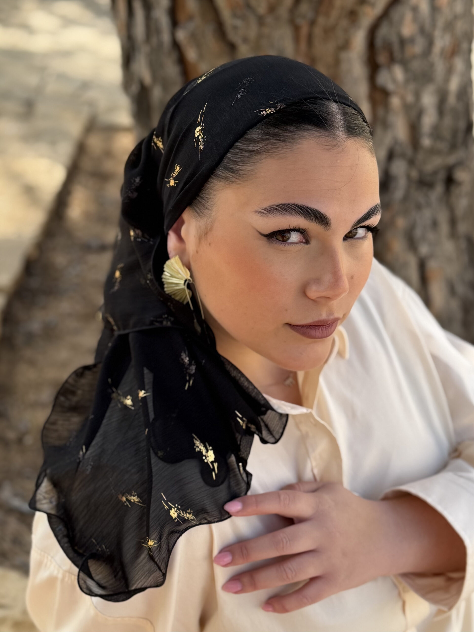 מטפחת ערב מנומרת שחורה וזהב