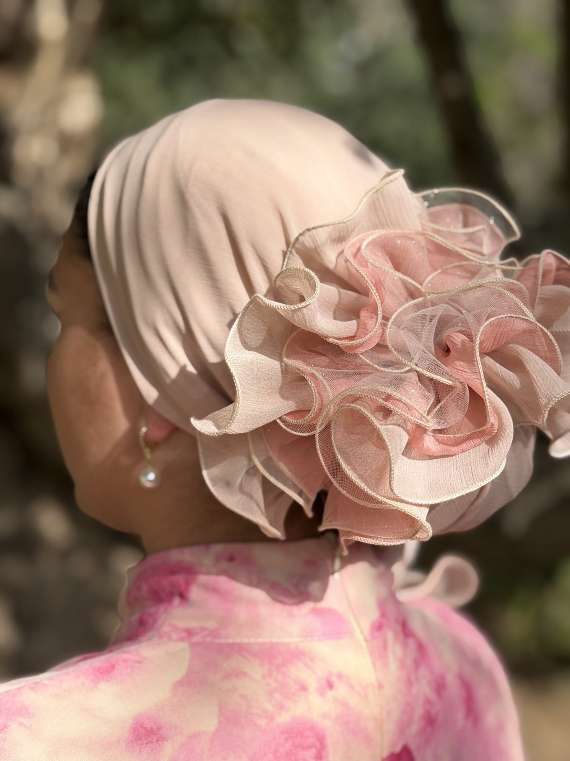 סרט סמוק טול ניוד ושיפון ורוד פודרה וורוד בייבי (לא כולל המטפחת )