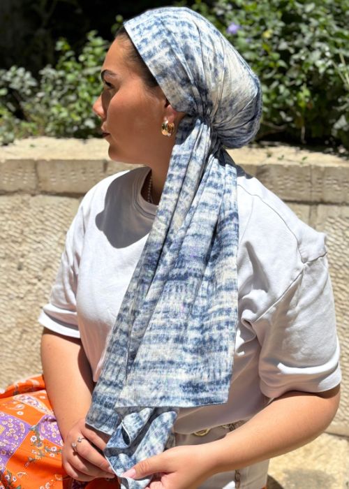 מטפחת מוכנה ללבישה בקליק שיפון לייקרה בז'