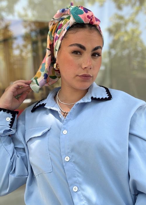 מטפחת מודפסת פרחונית צבעי קיץ – תמונה 4