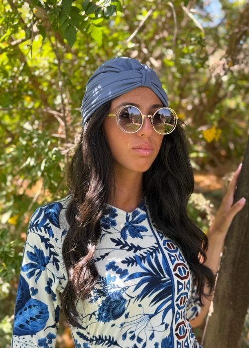 מטפחת לים מוכנה ללבישה כחולה