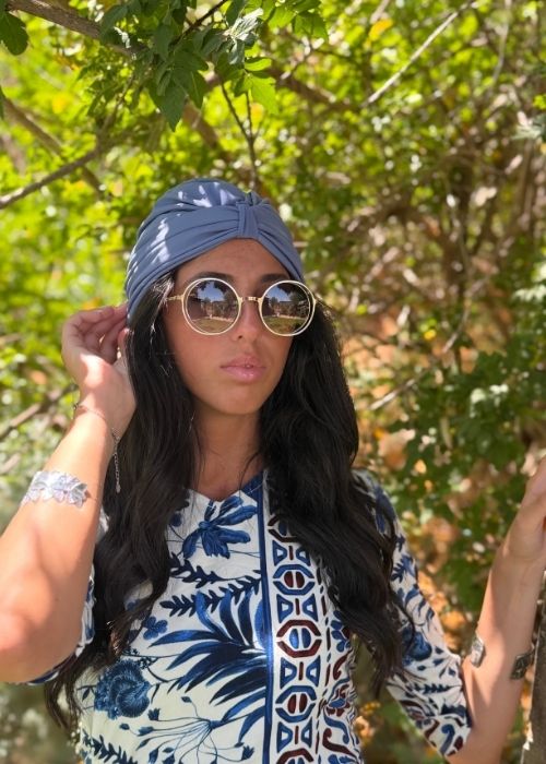 מטפחת לים מוכנה ללבישה כחולה
