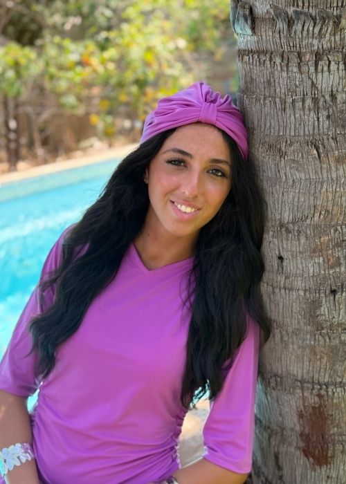 מטפחת לים מוכנה ללבישה ורוד פוקסיה