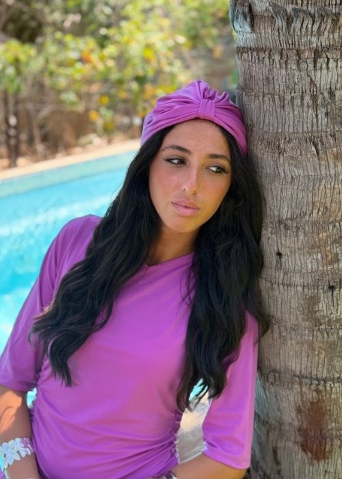 מטפחת לים מוכנה ללבישה ורוד פוקסיה – תמונה 3