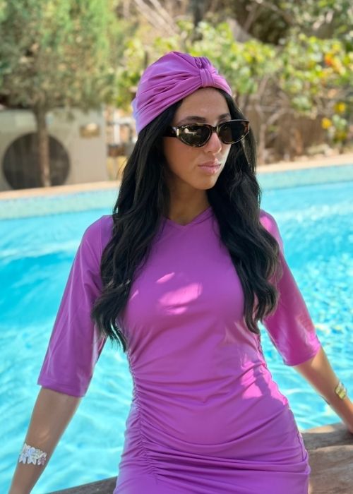 מטפחת לים מוכנה ללבישה ורוד פוקסיה