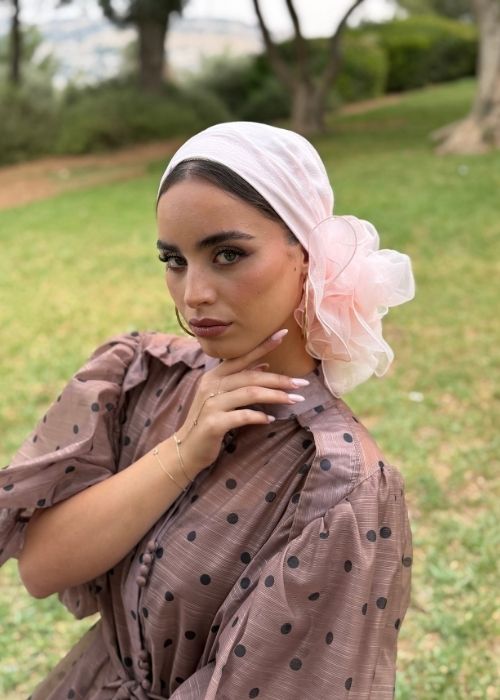 מטפחת ערב אורגנזה ורודה – תמונה 3