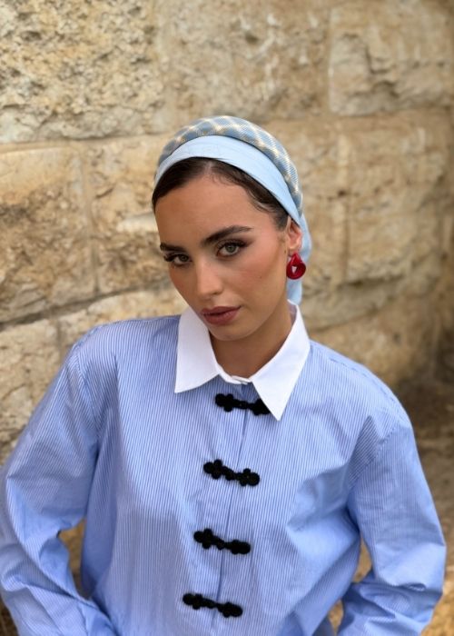 קשת טוויד כחולה ולבנה (לא כולל המטפחת)