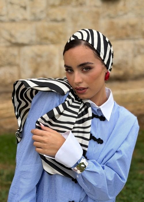 מטפחת מודפסת זברה שחור לבן – תמונה 3