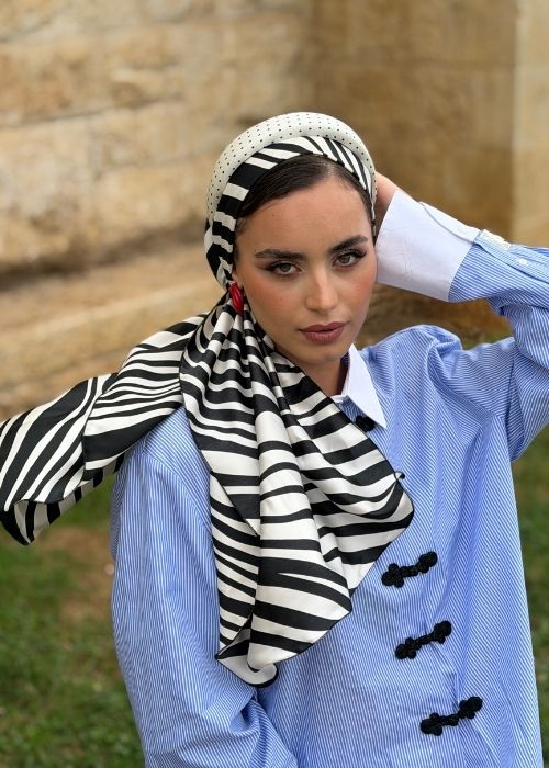 קשת לבנה עם נקודות שחורות (לא כולל המטפחת)