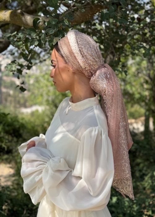 מטפחת קשת פאייטים ורודה