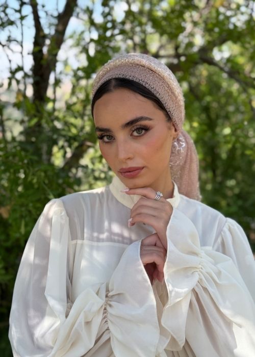 מטפחת קשת פאייטים ורודה – תמונה 5