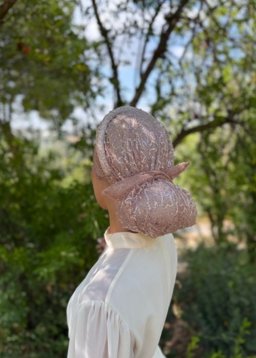 מטפחת קשת פאייטים ורודה – תמונה 6