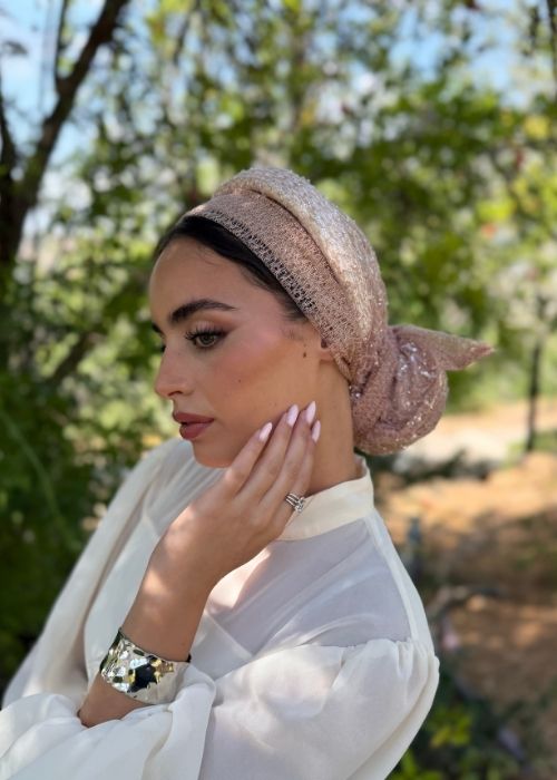 מטפחת קשת פאייטים ורודה – תמונה 7
