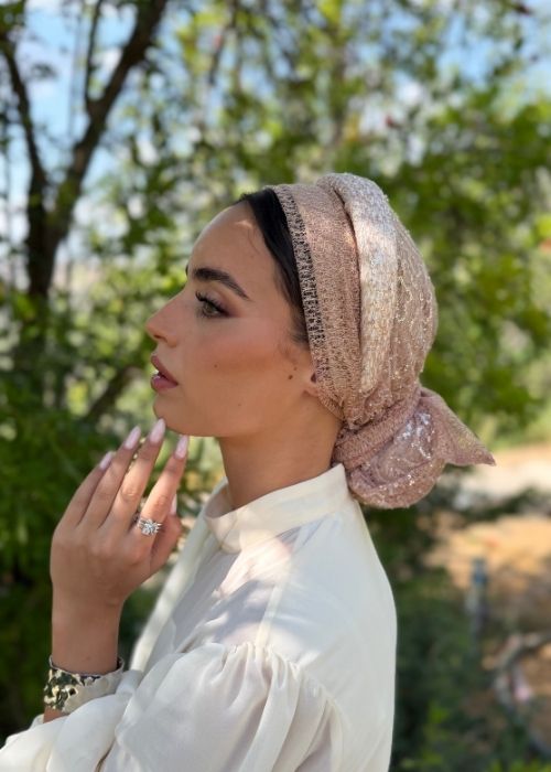 מטפחת קשת פאייטים ורודה – תמונה 8