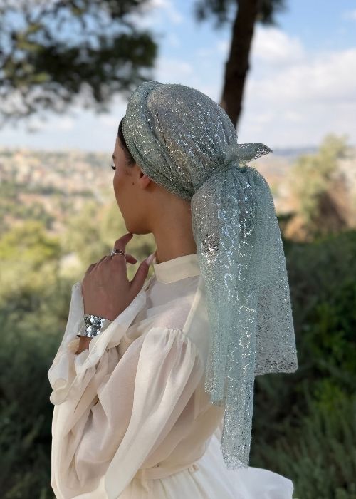 מטפחת קשת פאייטים כחול-ירוק – תמונה 5