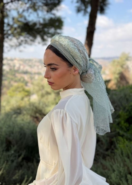 מטפחת קשת פאייטים כחול-ירוק – תמונה 4