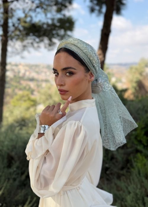 מטפחת קשת פאייטים כחול-ירוק
