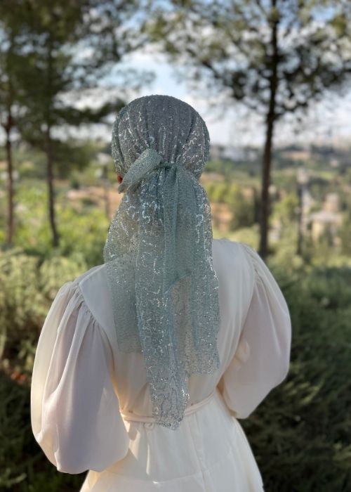 מטפחת קשת פאייטים כחול-ירוק